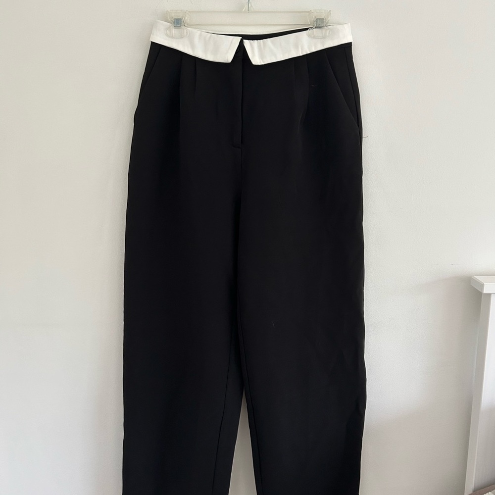 Black Trousers with White Foldover